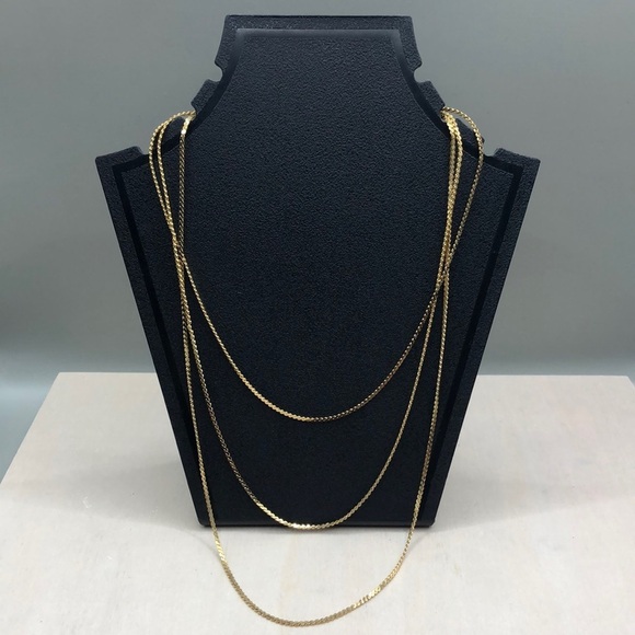 Crown Trifari multi chain necklace gold 3 strand, gold tone, timeless style. - Picture 1 of 4